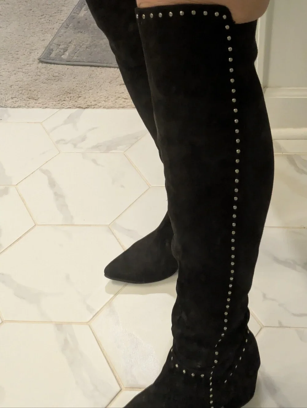 Over-the-Knee Studded Block Heel Boots - Picture 6 of 17